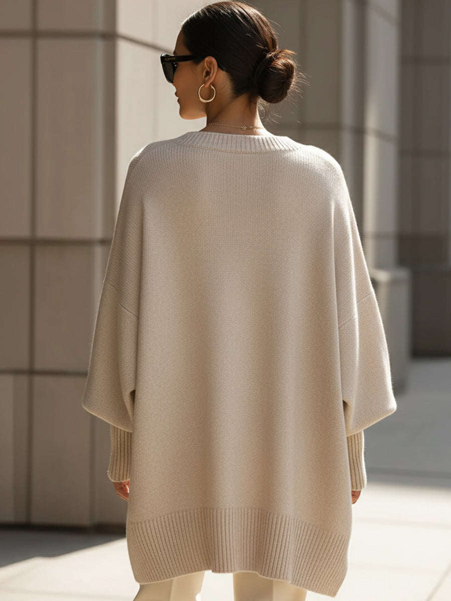Jennifer | Jersey oversize con drapeado y escote amplio