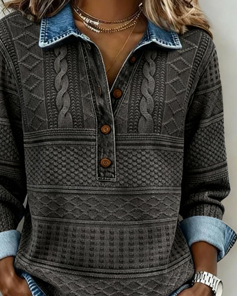 Raquel - Camisa texturizada con tapeta de botones - Ana ruiz 
