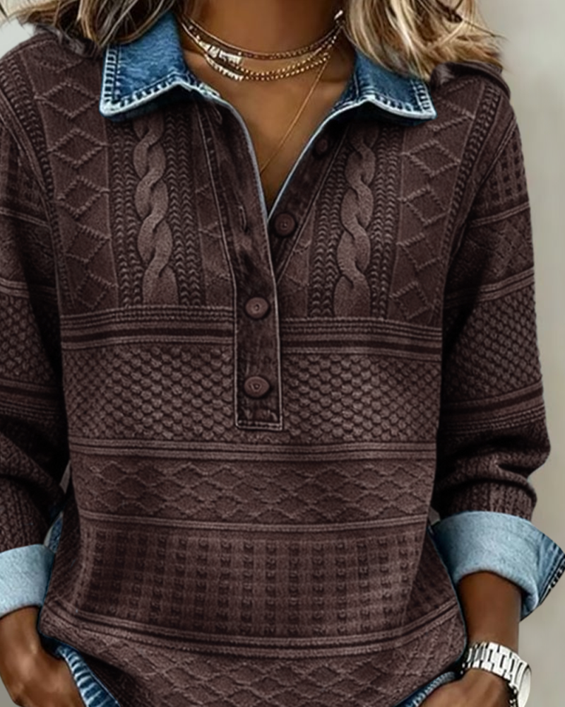 Raquel - Camisa texturizada con tapeta de botones - Ana ruiz 