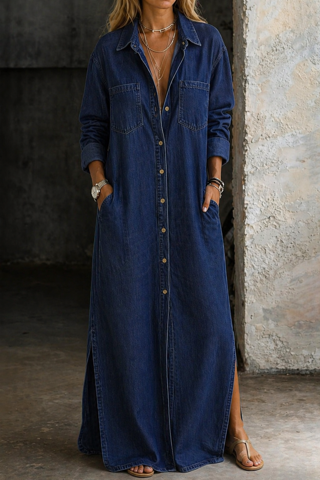 Delana | Vestido de denim con botones frontales