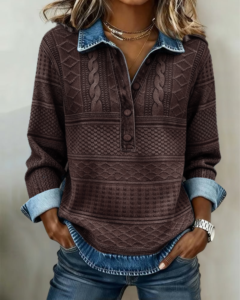 Raquel - Camisa texturizada con tapeta de botones - Ana ruiz 