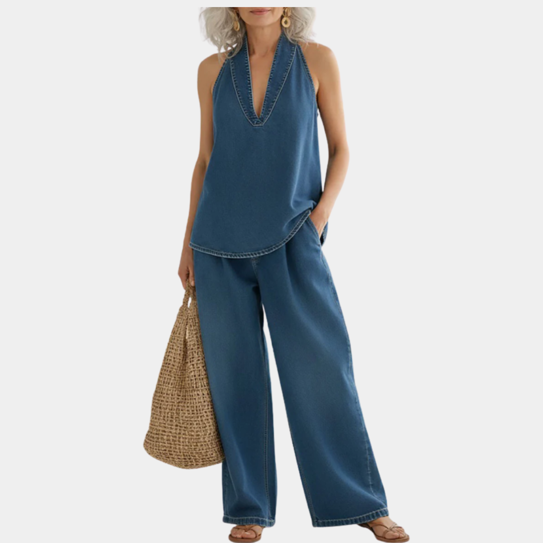 Ivy | Conjunto de dos piezas de denim suave lavado vintage