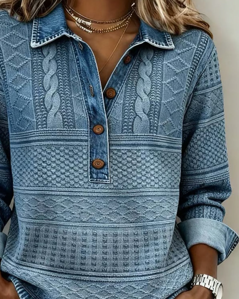 Raquel - Camisa texturizada con tapeta de botones - Ana ruiz 