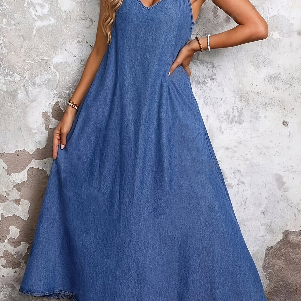 Delphine™ | Vestido maxi de mezclilla