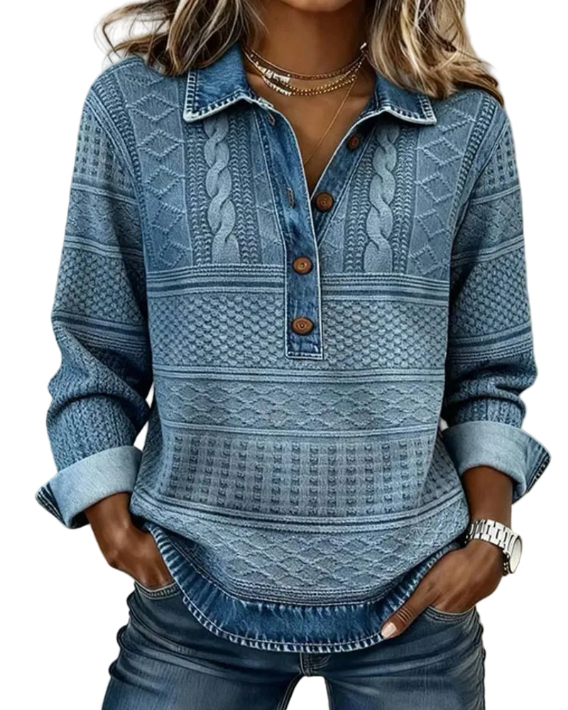 Raquel - Camisa texturizada con tapeta de botones - Ana ruiz 