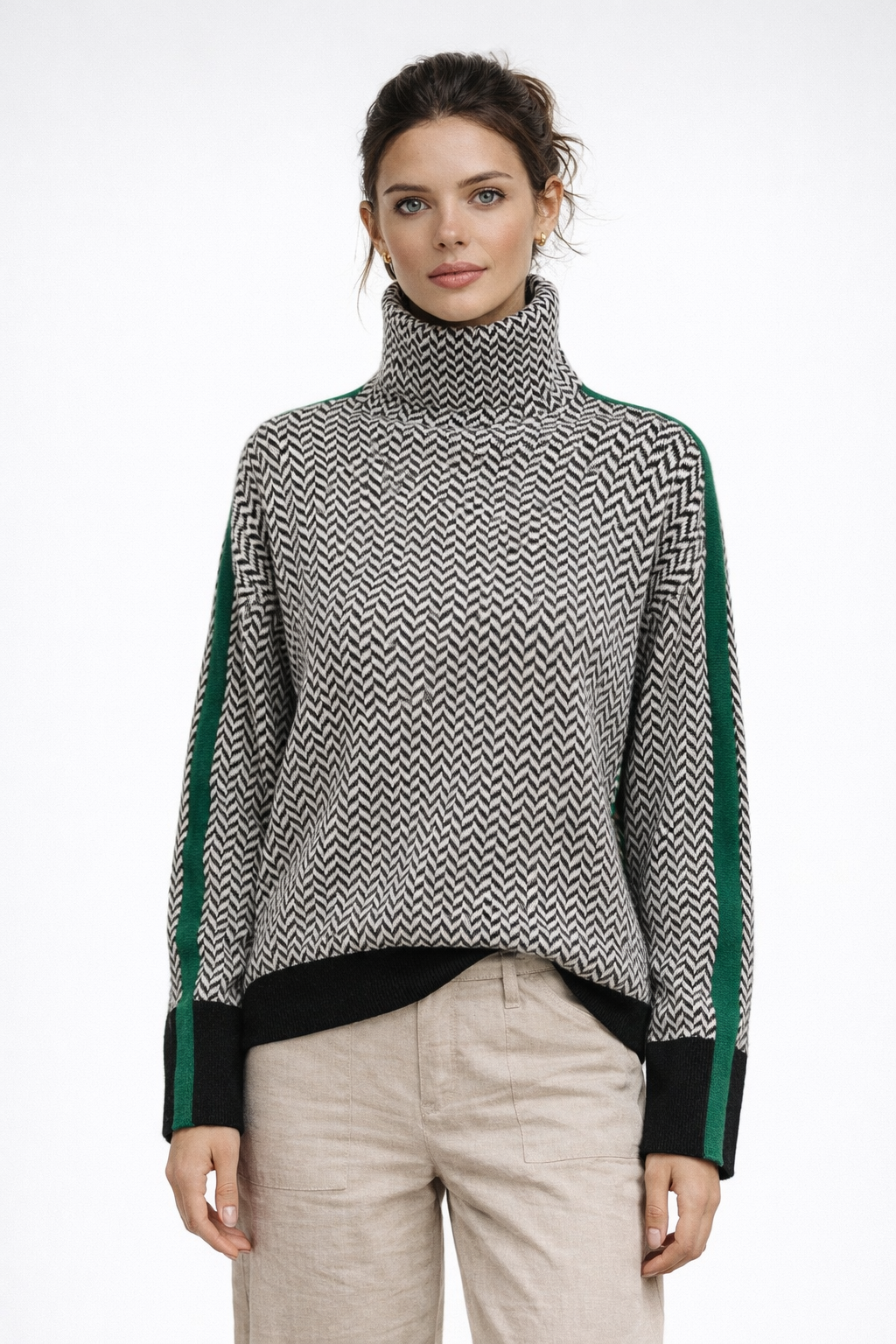 Aitana | Jersey de cuello alto con rayas en contraste - Ana ruiz 