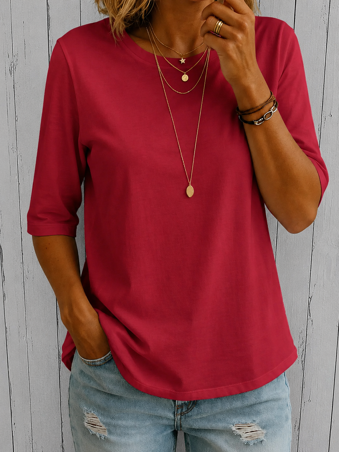 Lina | Camiseta Minimalista Premium que Disimula Brazos