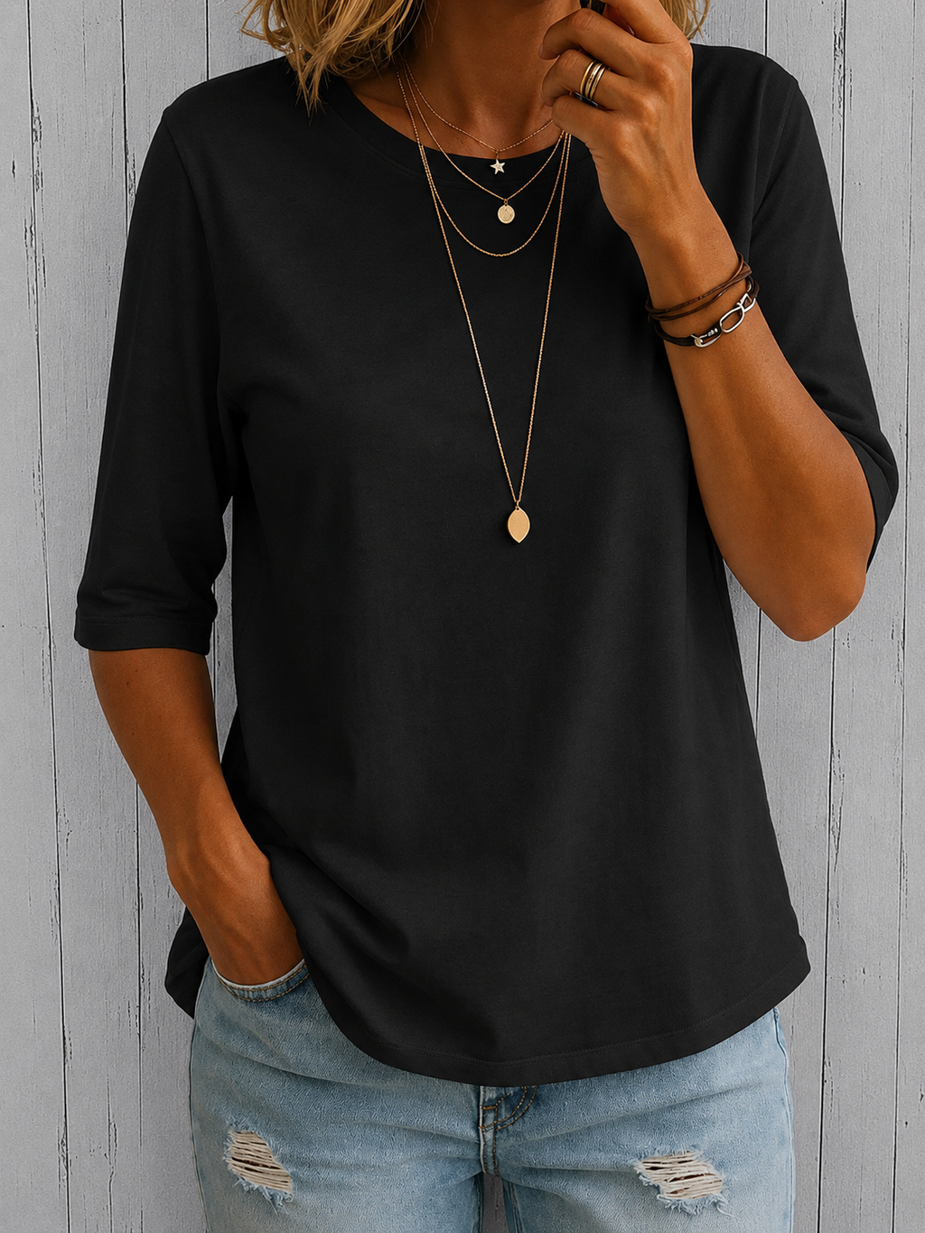 Lina | Camiseta Minimalista Premium que Disimula Brazos