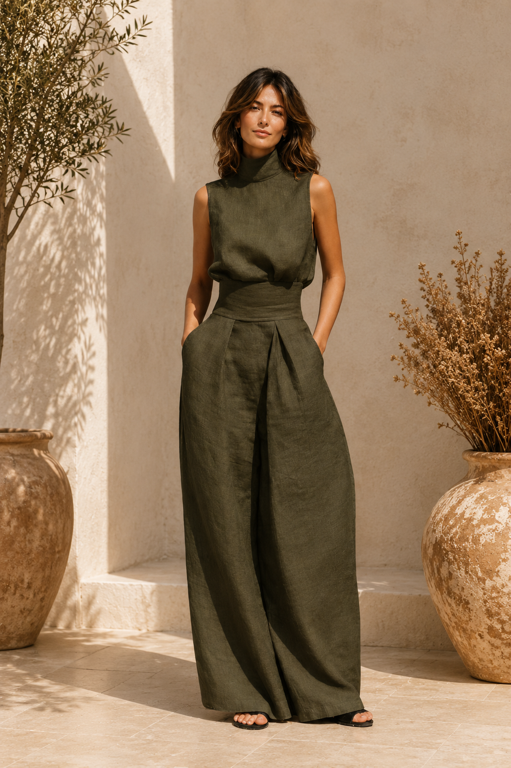 Elissa l Conjunto minimalista de camiseta sin mangas y pantalón