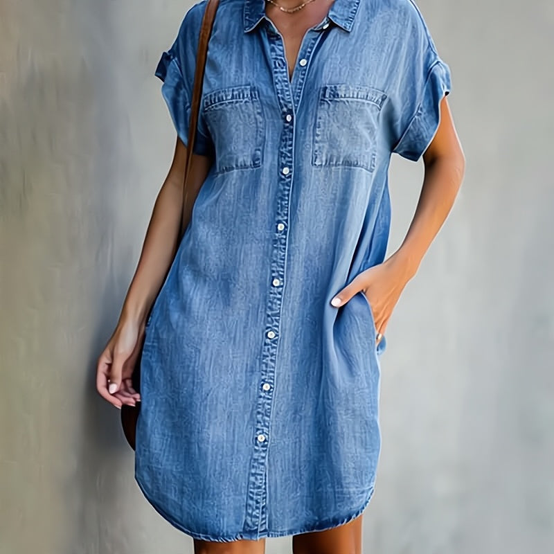 Elenka | Vestido de denim con botones frontales