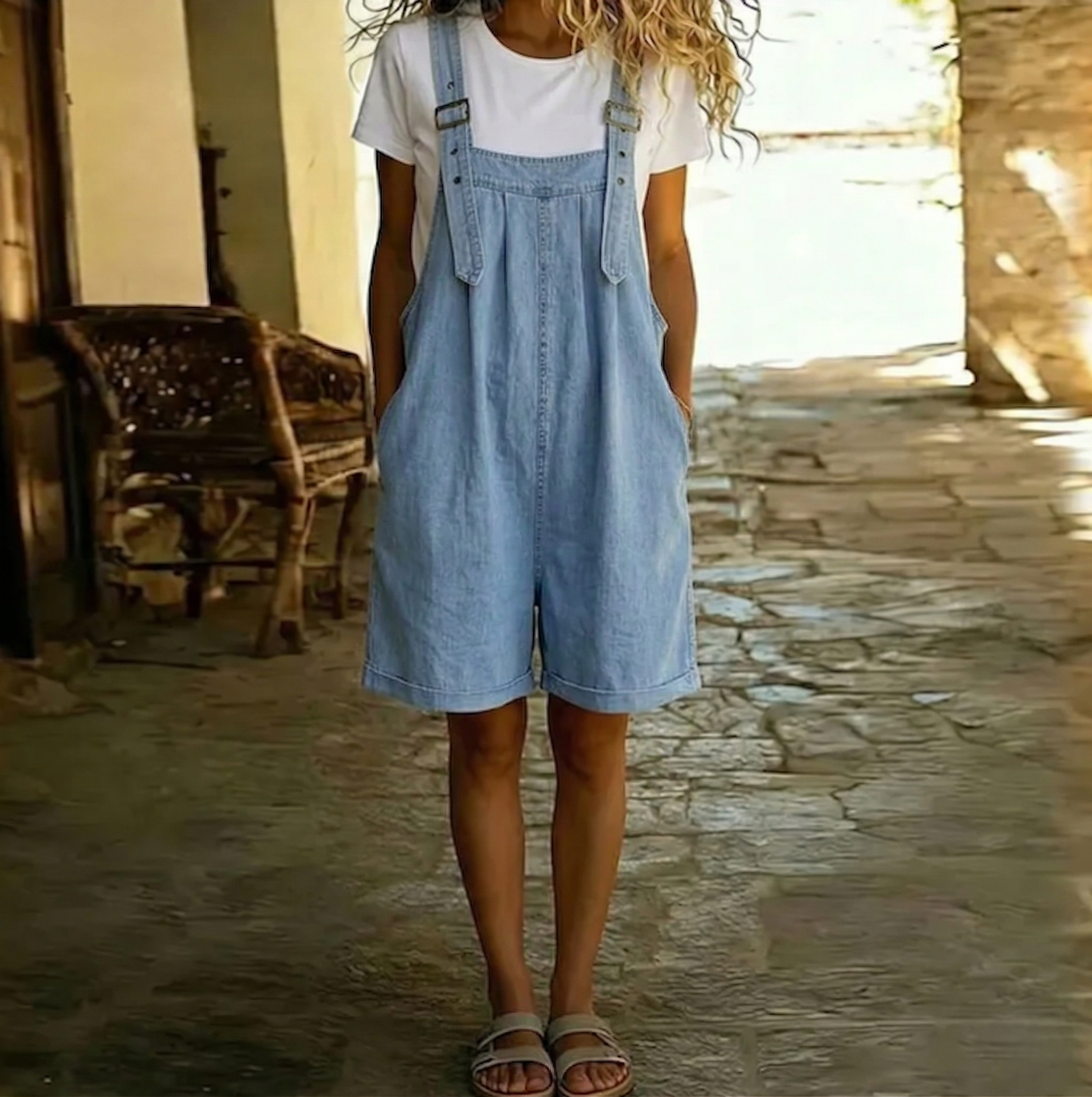 Clara | Peto corto de mezclilla lavado vintage