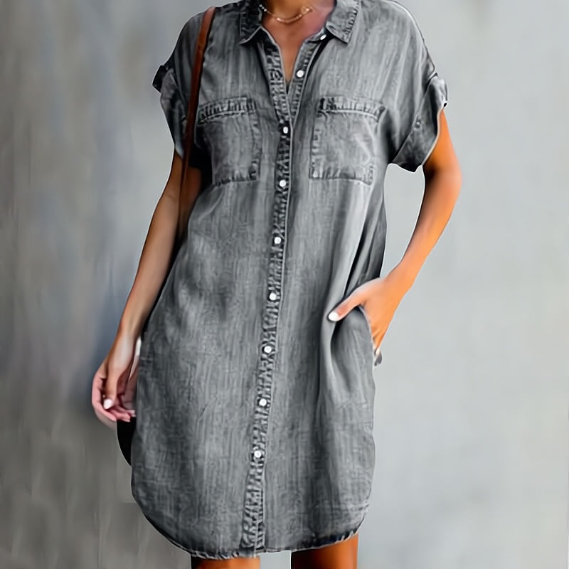 Elenka | Vestido de denim con botones frontales