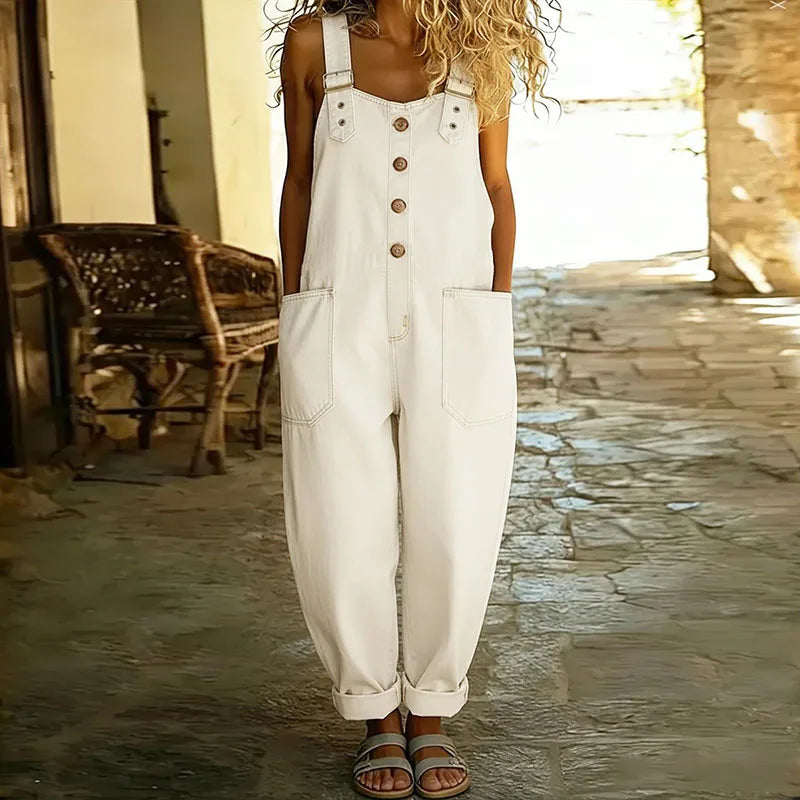 Mae | Overol vintage de denim de algodón con tirantes ajustables