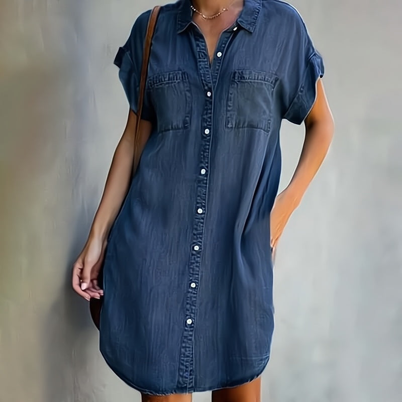 Elenka | Vestido de denim con botones frontales
