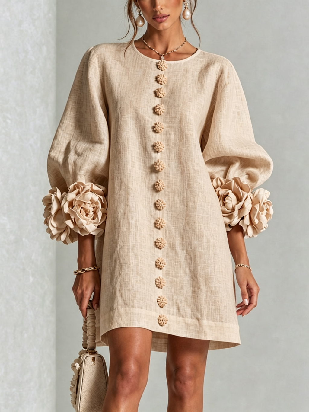 Rosalie | Vestido Mini con Detalle de Nudo en los Puños - Ana ruiz 