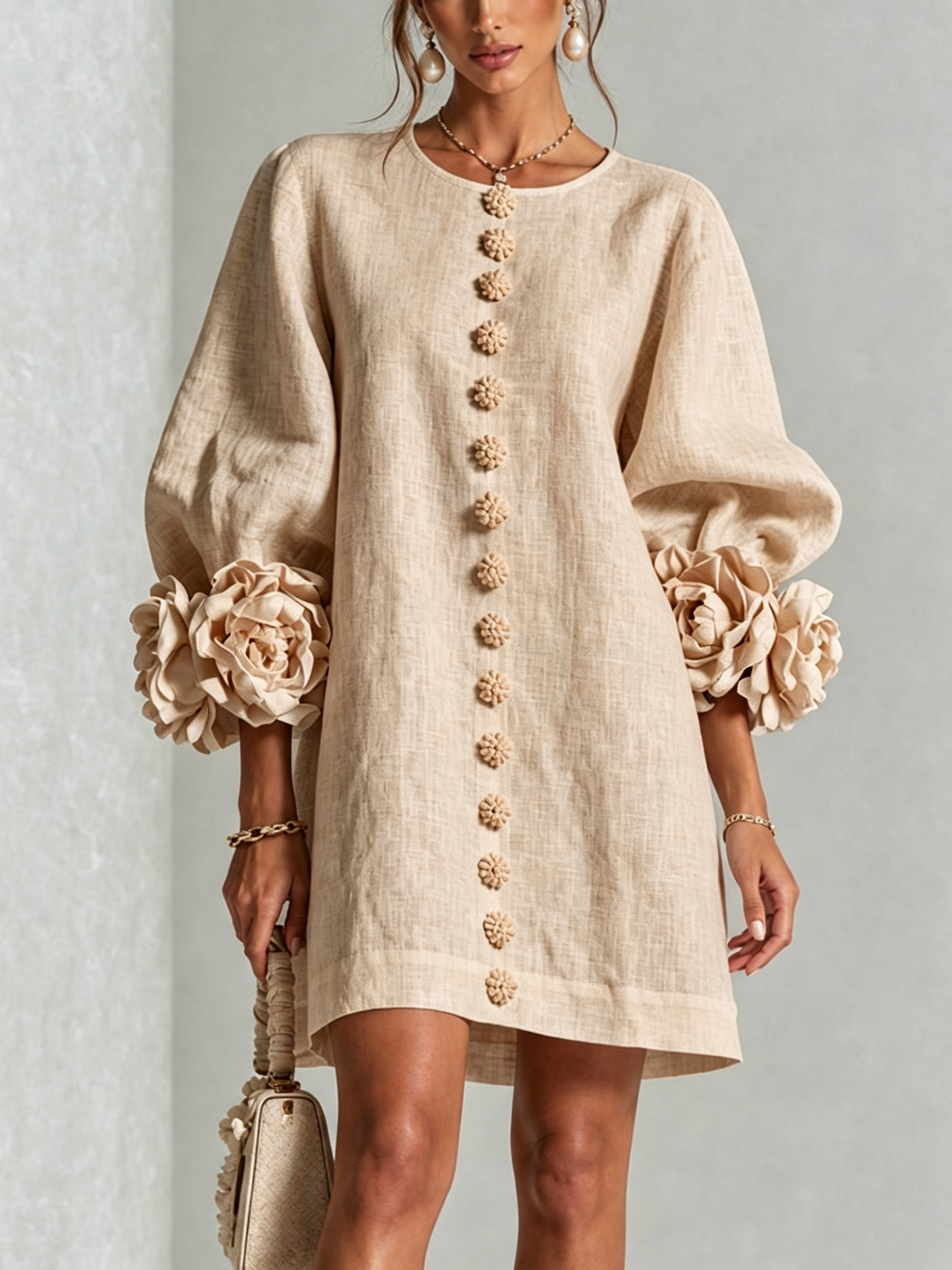 Rosalie | Vestido Mini con Detalle de Nudo en los Puños - Ana ruiz 