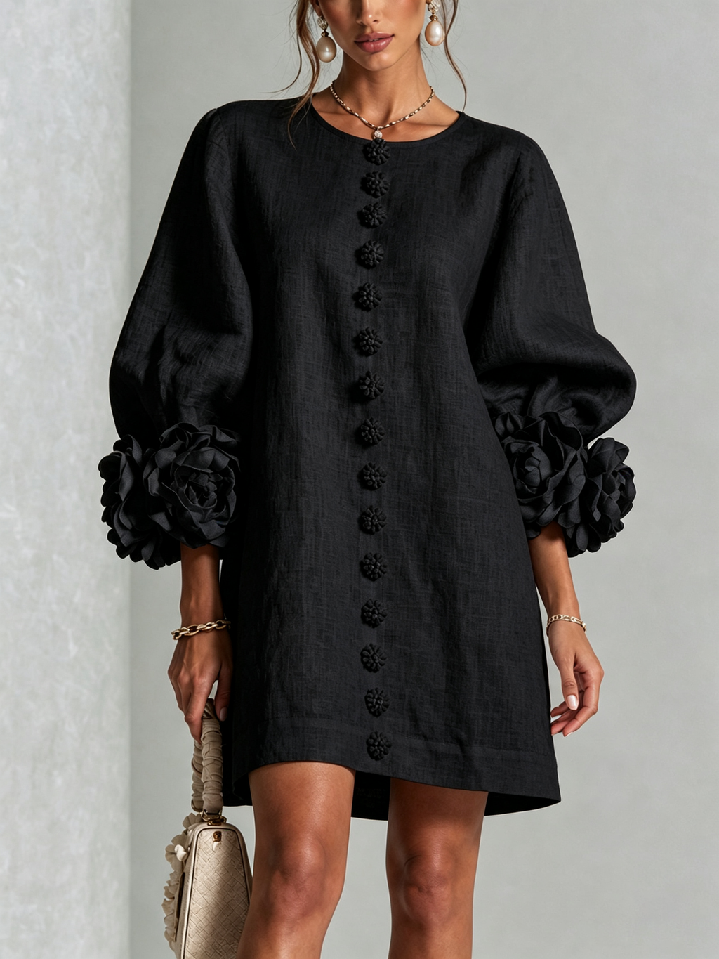 Rosalie | Vestido Mini con Detalle de Nudo en los Puños - Ana ruiz 