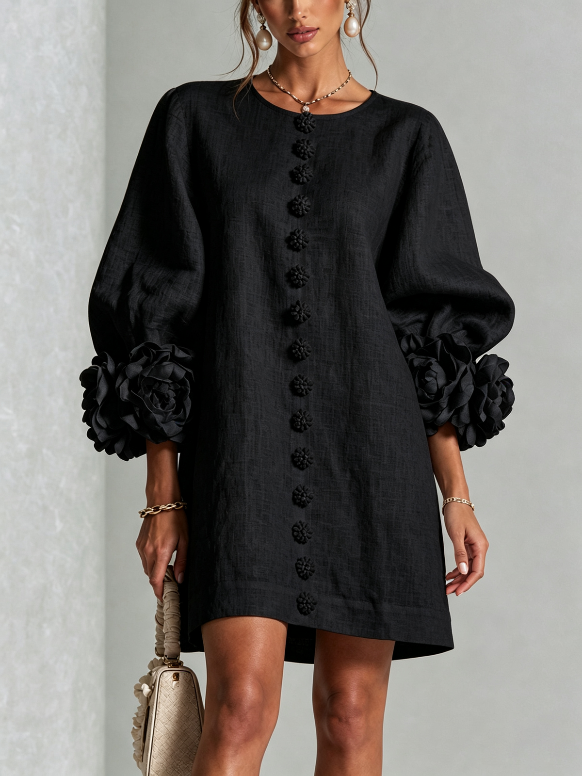 Rosalie | Vestido Mini con Detalle de Nudo en los Puños - Ana ruiz 