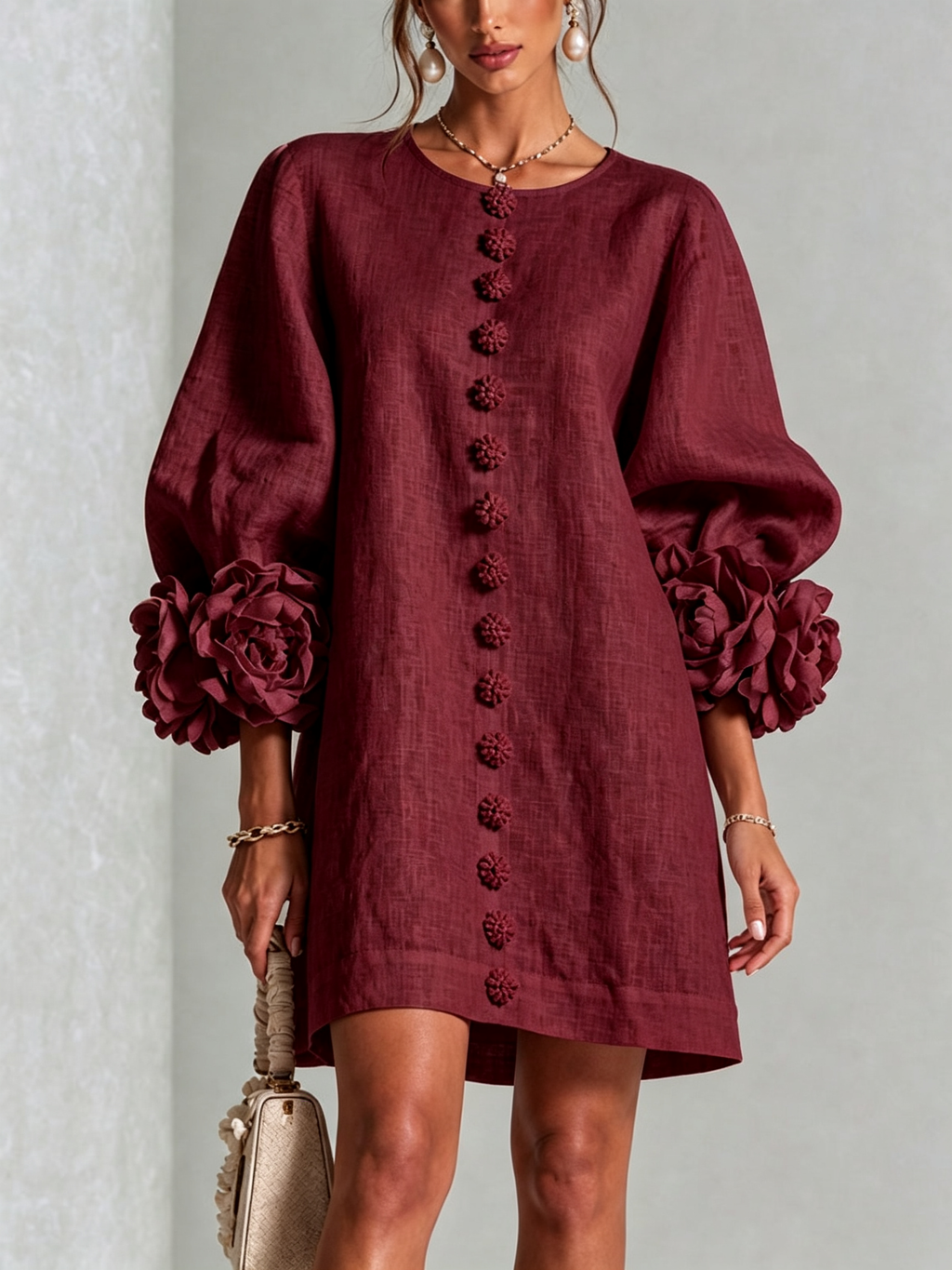 Rosalie | Vestido Mini con Detalle de Nudo en los Puños - Ana ruiz 