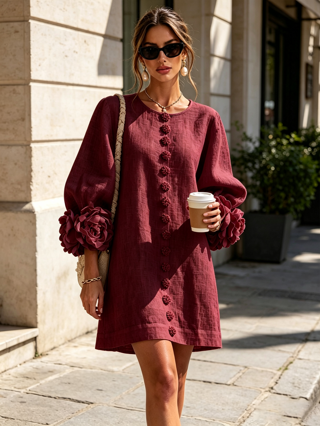 Rosalie | Vestido Mini con Detalle de Nudo en los Puños - Ana ruiz 