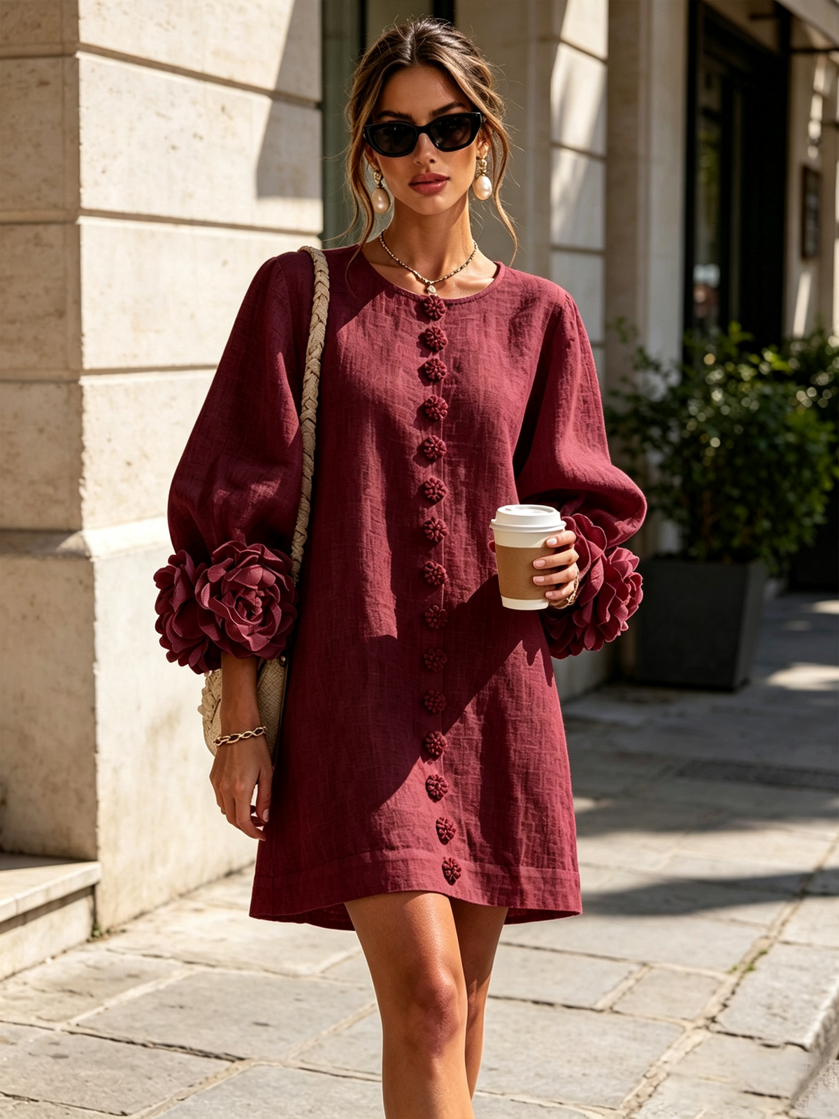 Rosalie | Vestido Mini con Detalle de Nudo en los Puños - Ana ruiz 