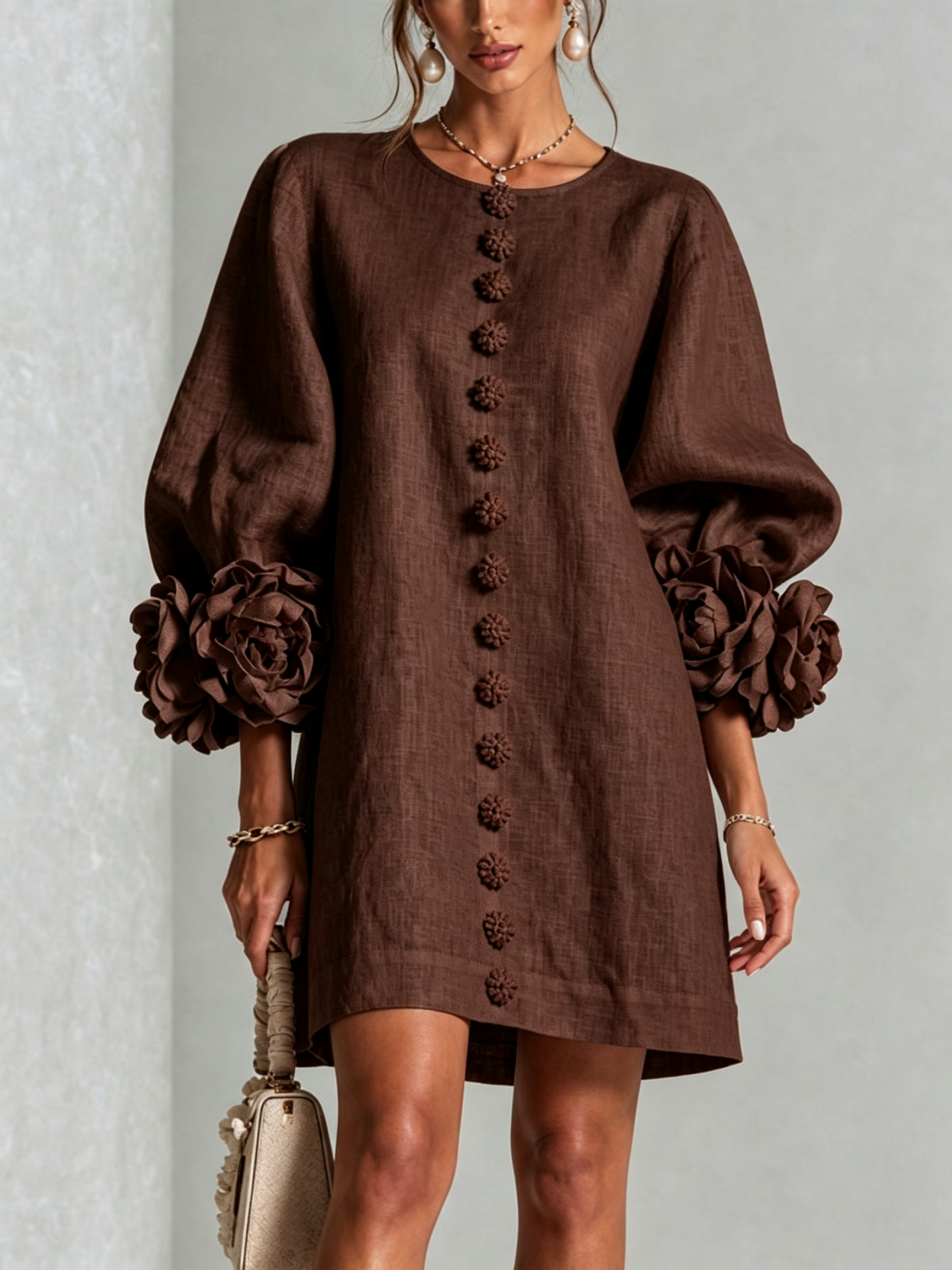 Rosalie | Vestido Mini con Detalle de Nudo en los Puños - Ana ruiz 