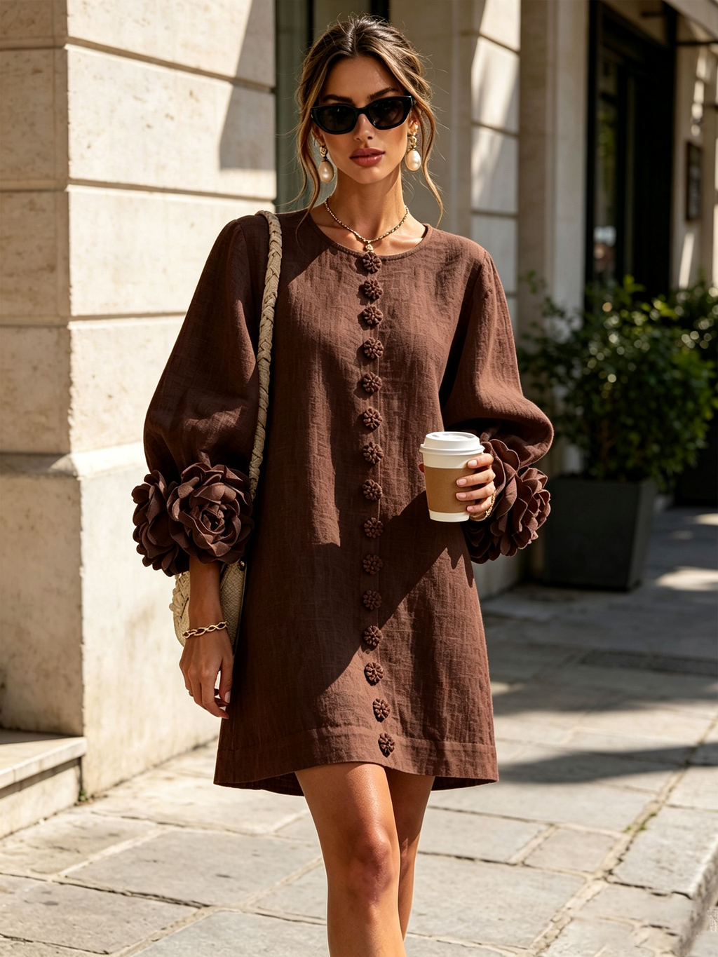 Rosalie | Vestido Mini con Detalle de Nudo en los Puños - Ana ruiz 