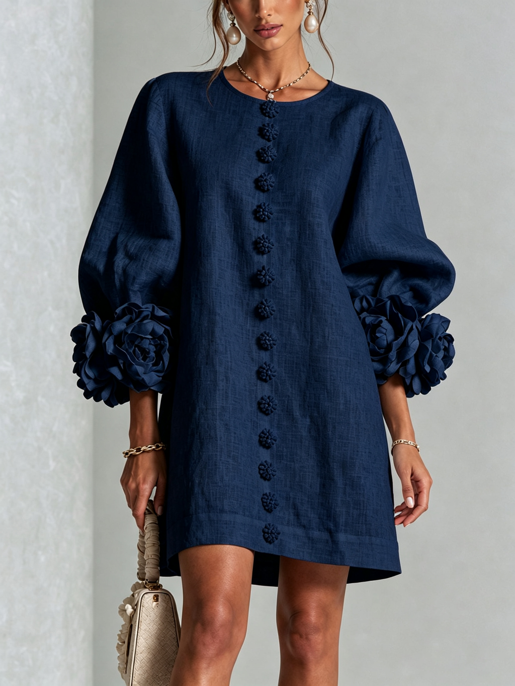 Rosalie | Vestido Mini con Detalle de Nudo en los Puños - Ana ruiz 