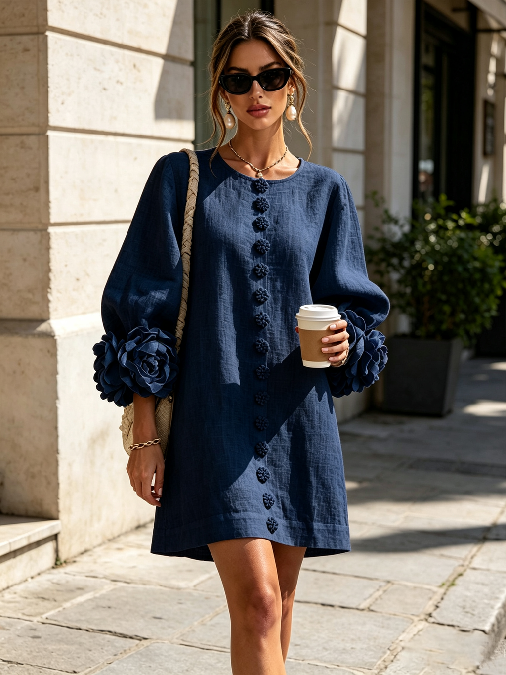 Rosalie | Vestido Mini con Detalle de Nudo en los Puños - Ana ruiz 