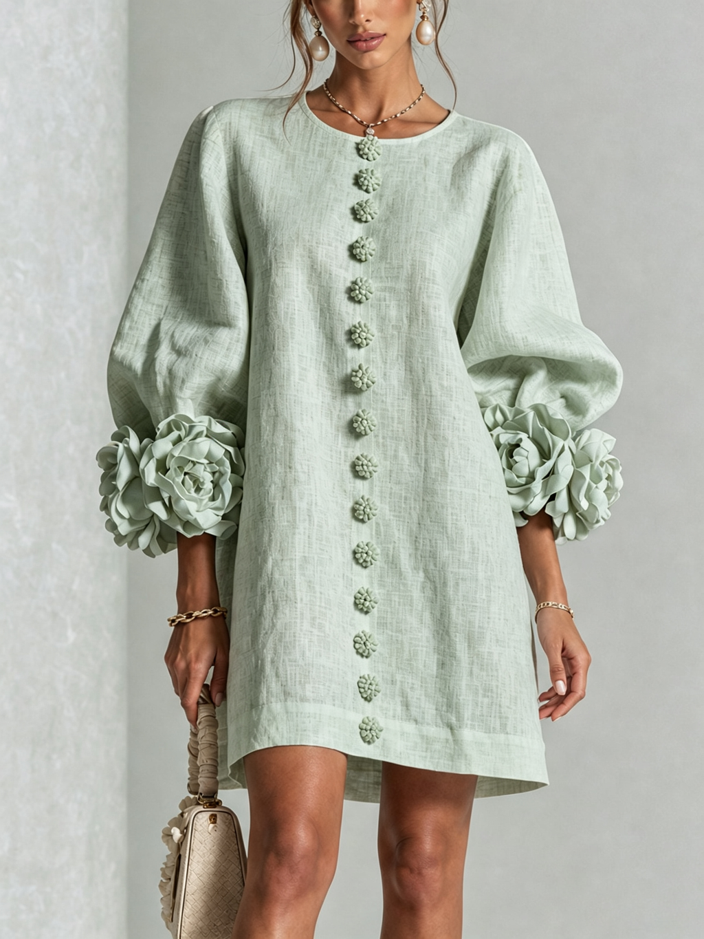 Rosalie | Vestido Mini con Detalle de Nudo en los Puños - Ana ruiz 