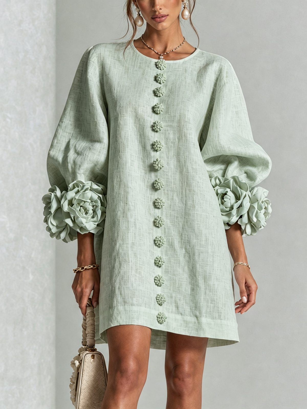 Rosalie | Vestido Mini con Detalle de Nudo en los Puños - Ana ruiz 