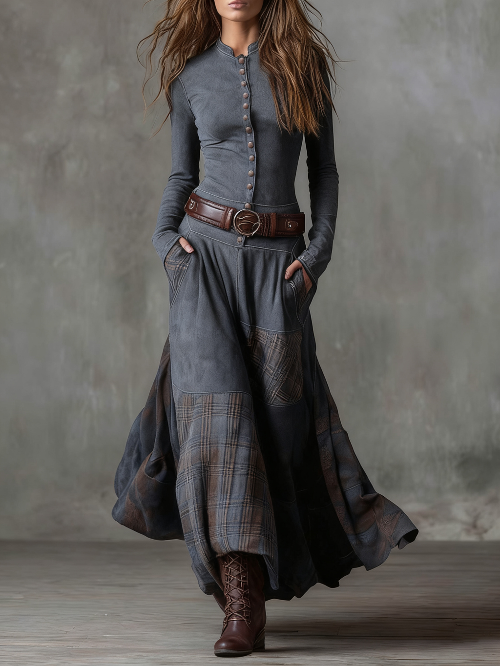 Vittoria | Vestido largo vintage azul marino (incluye cinturón) - Ana ruiz 