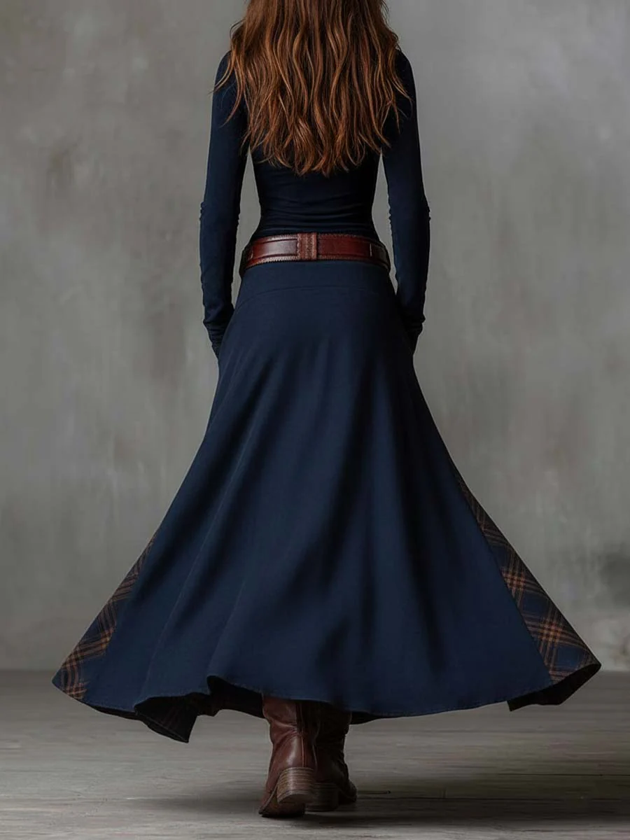 Vittoria | Vestido largo vintage azul marino (incluye cinturón) - Ana ruiz 