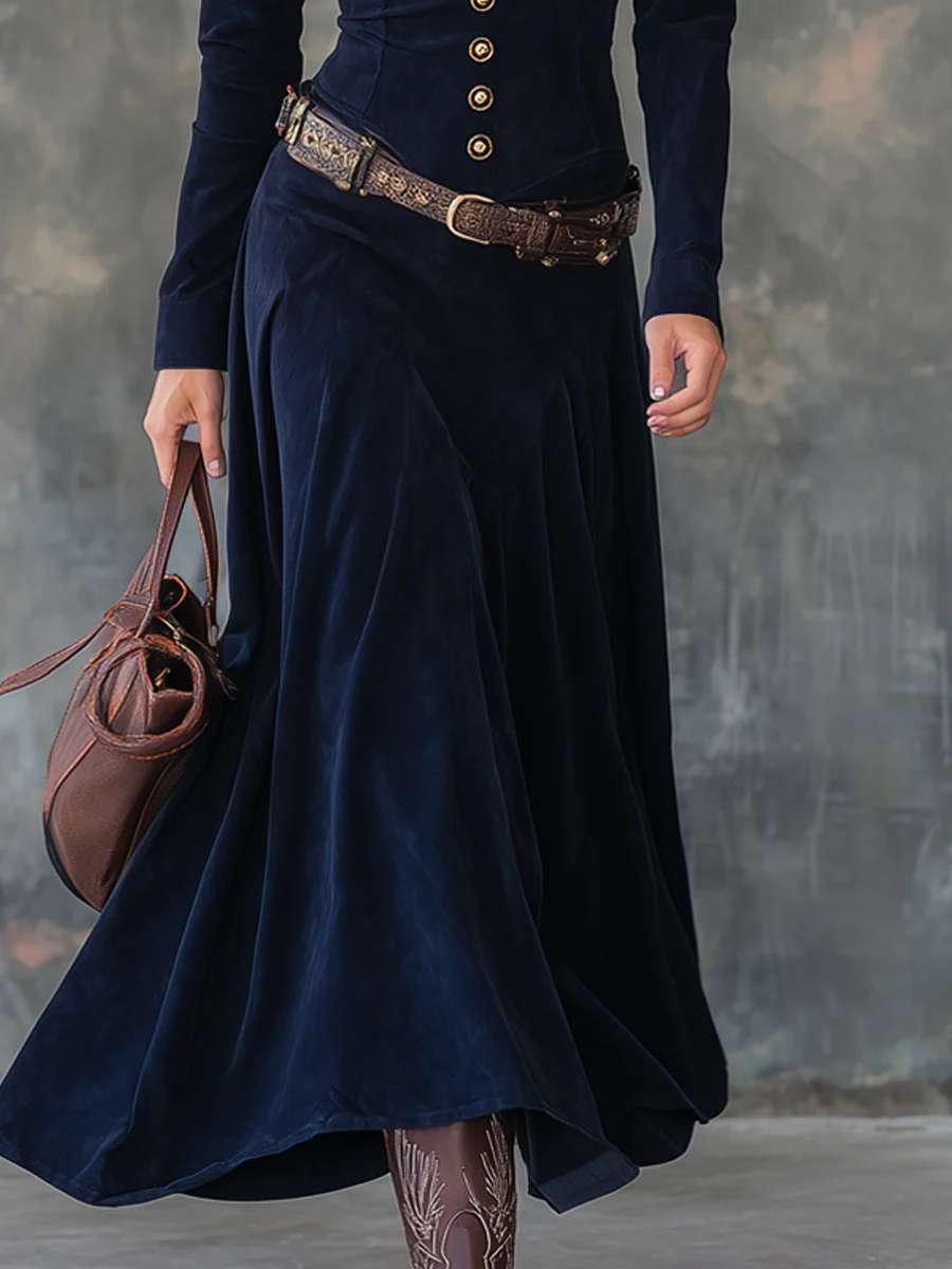 Diana | Vestido largo de ante con botones - Ana ruiz 