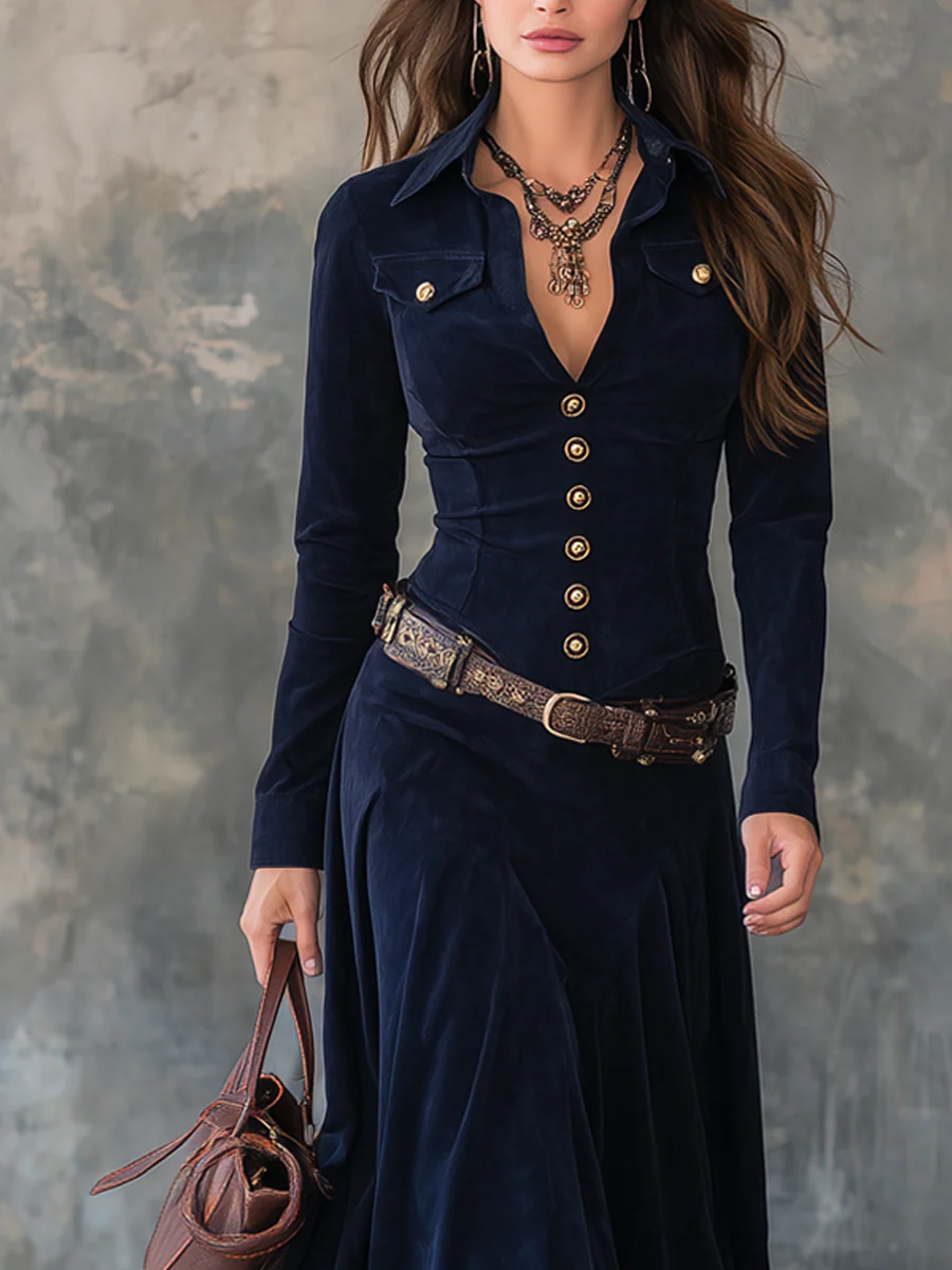 Diana | Vestido largo de ante con botones - Ana ruiz 