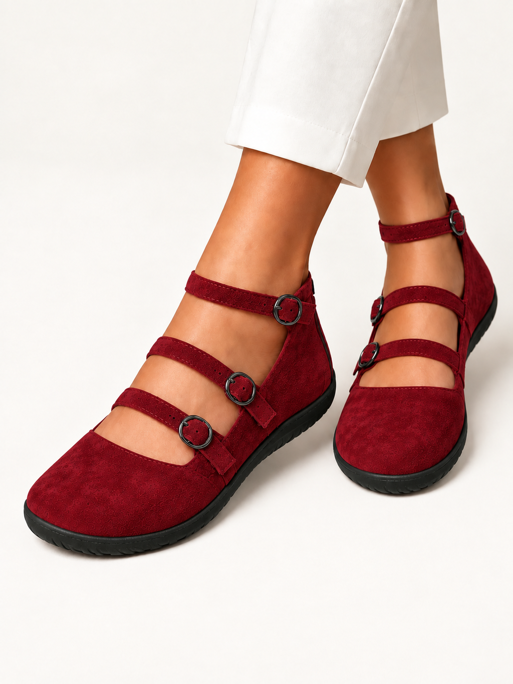 Annabel zapatos burdeos - vista principal en fondo crema premium