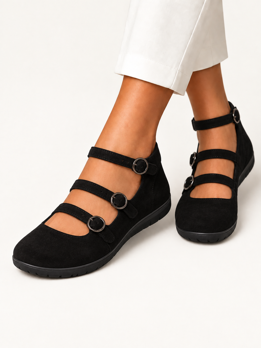 Annabel zapatos negro - vista frontal en fondo crema premium