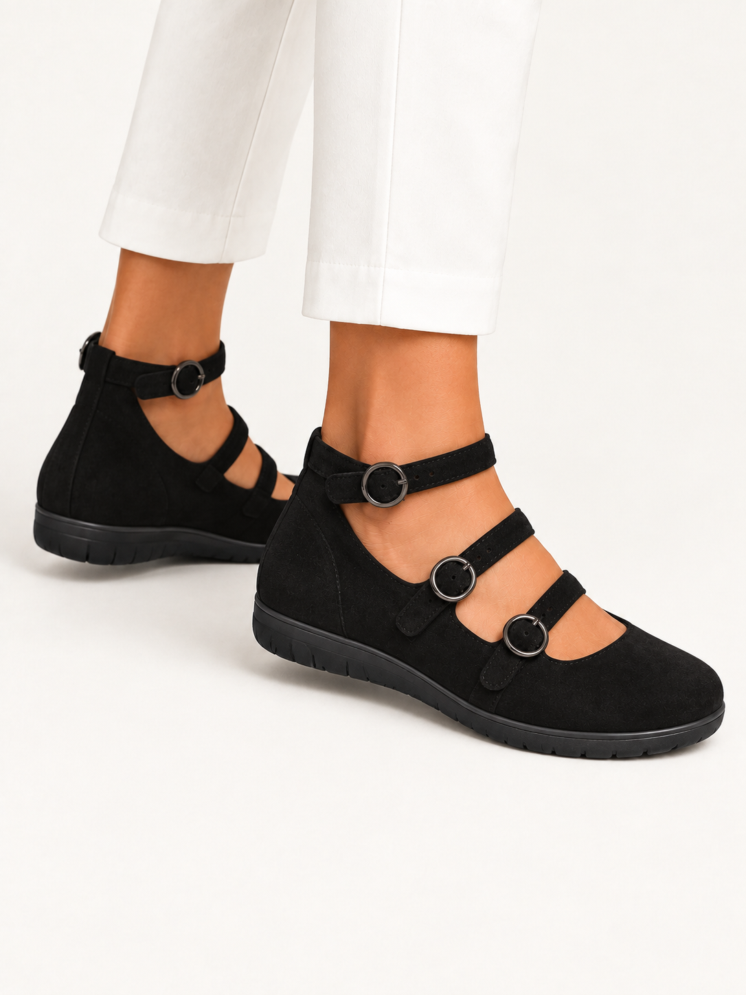 Annabel zapatos negro - ángulo lateral exterior en fondo crema premium