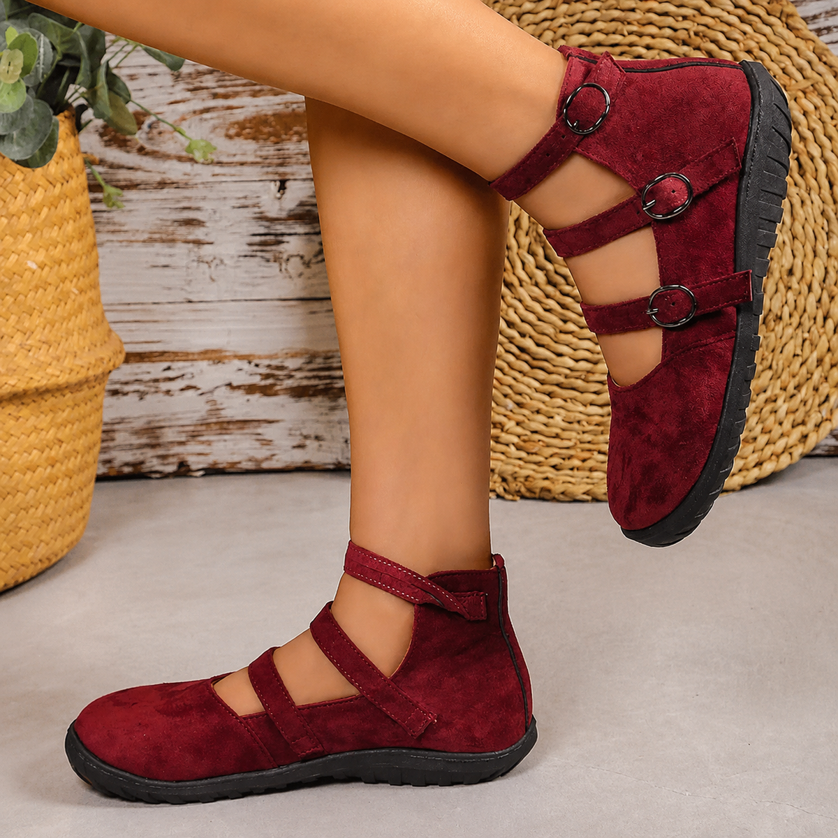 Zapatos Annabel rojos - vista cruzada
