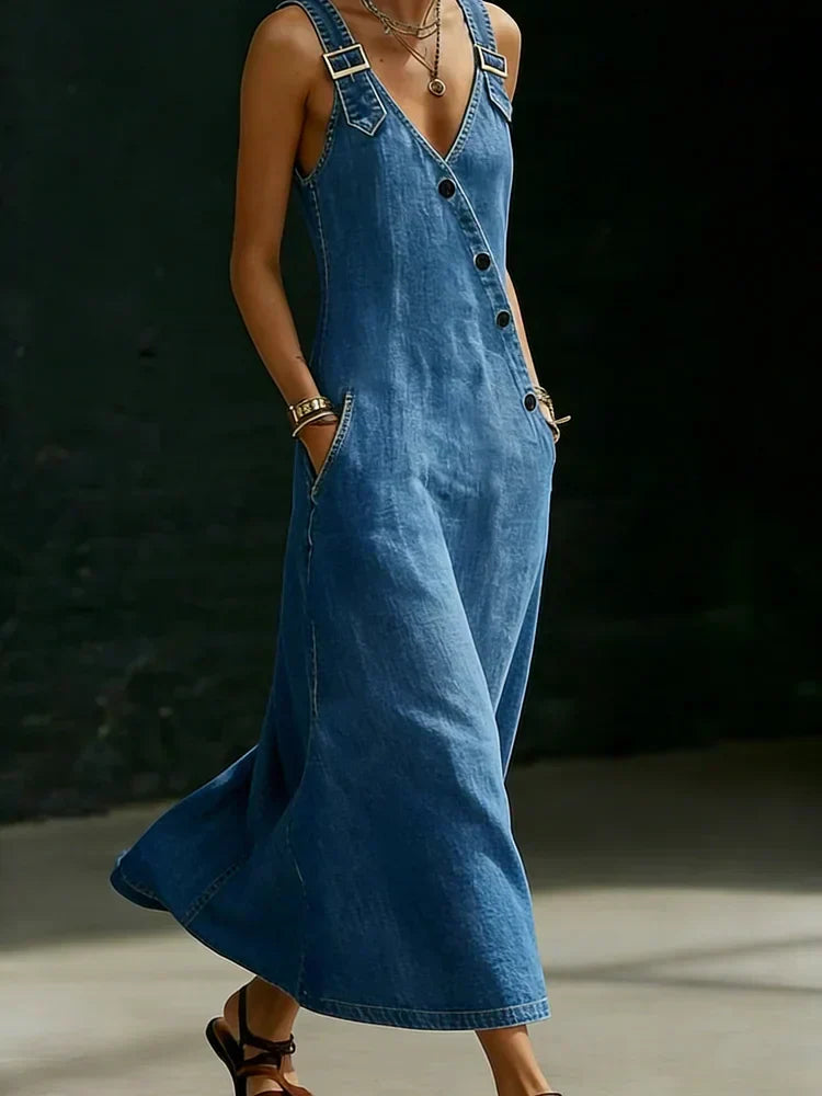Vera | Vestido largo de mezclilla con botones frontales