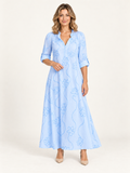 Carol | Vestido maxi floral con modelo rubia - Ana Ruiz