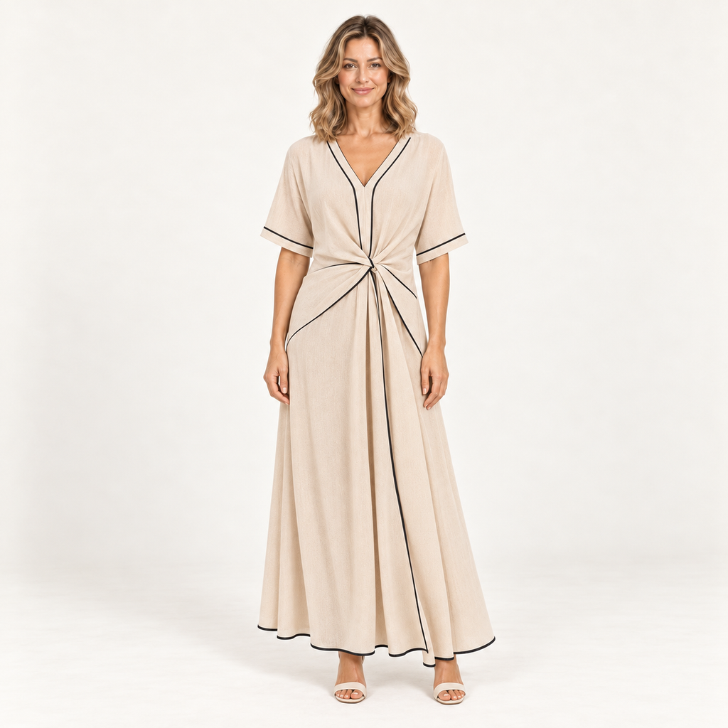 Ema — vestido beige armonizado