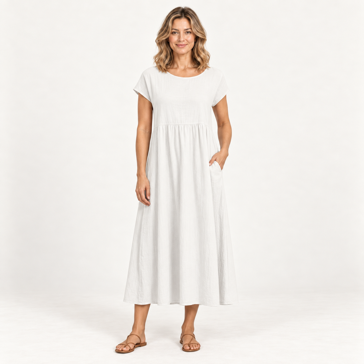 Gabriella — vestido midi blanco armonizado