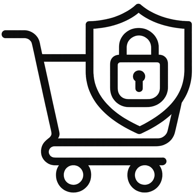 haz un icono con esta sección ¿Es seguro comprar en esta tienda? hazlo simple y negro 