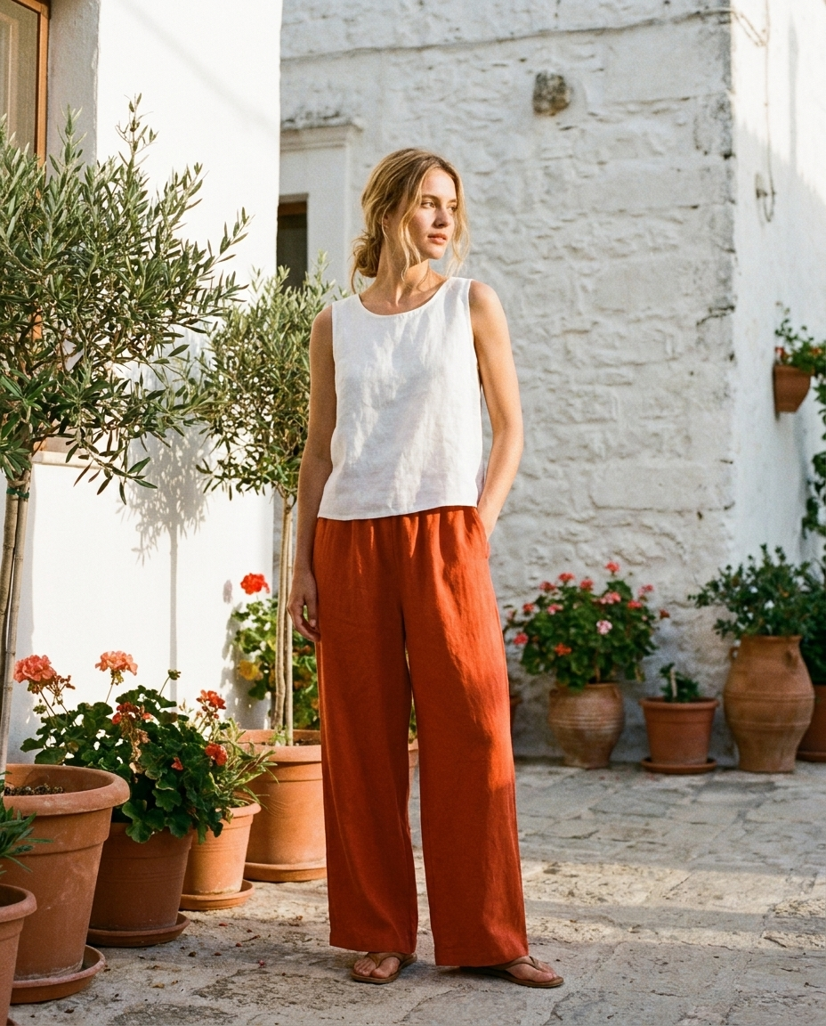 Amalia - modelo pantalón naranja 1