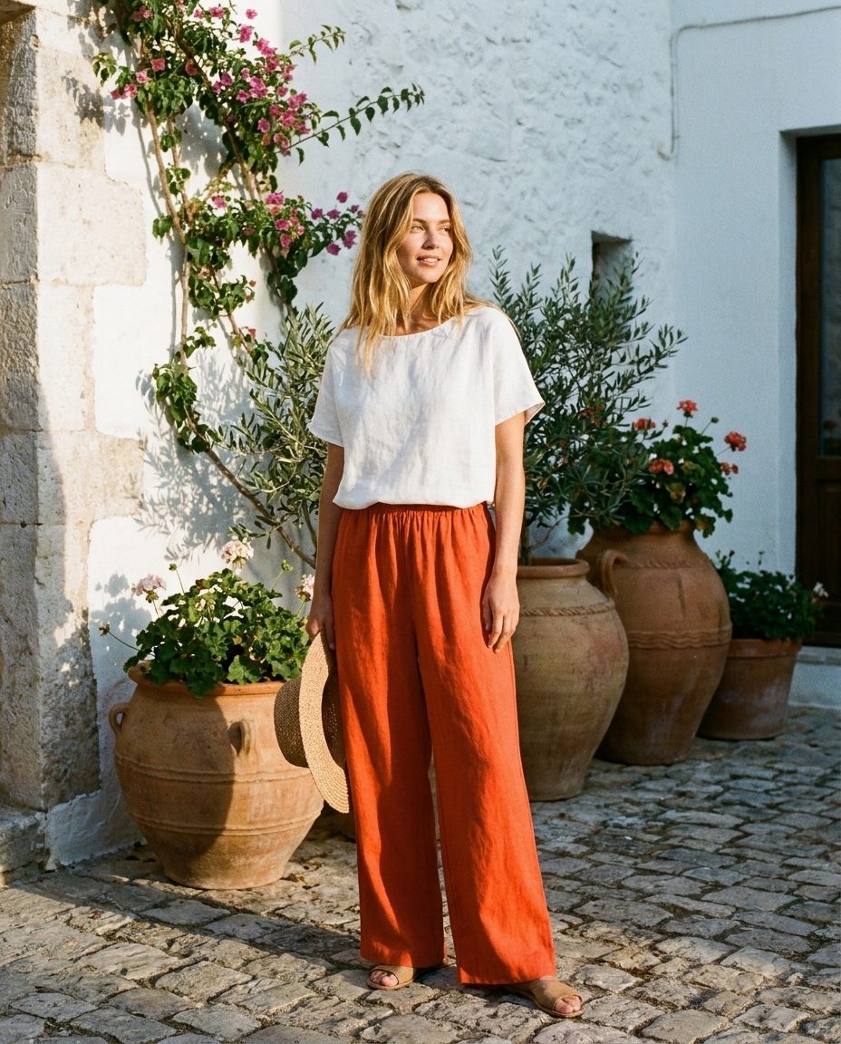 Amalia - modelo pantalón naranja 2
