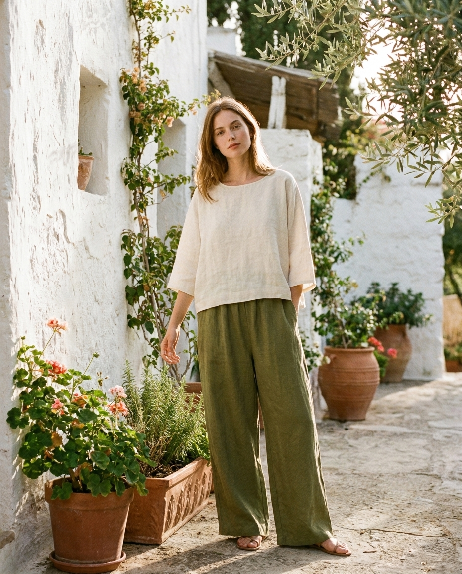 Amalia - modelo pantalón oliva