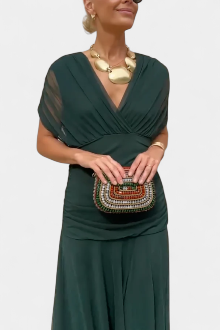 Alorda | Vestido largo floral con escote en V - Ana ruiz 