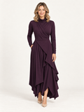 Malva vestido maxi morado de cuello alto en modelo rubia