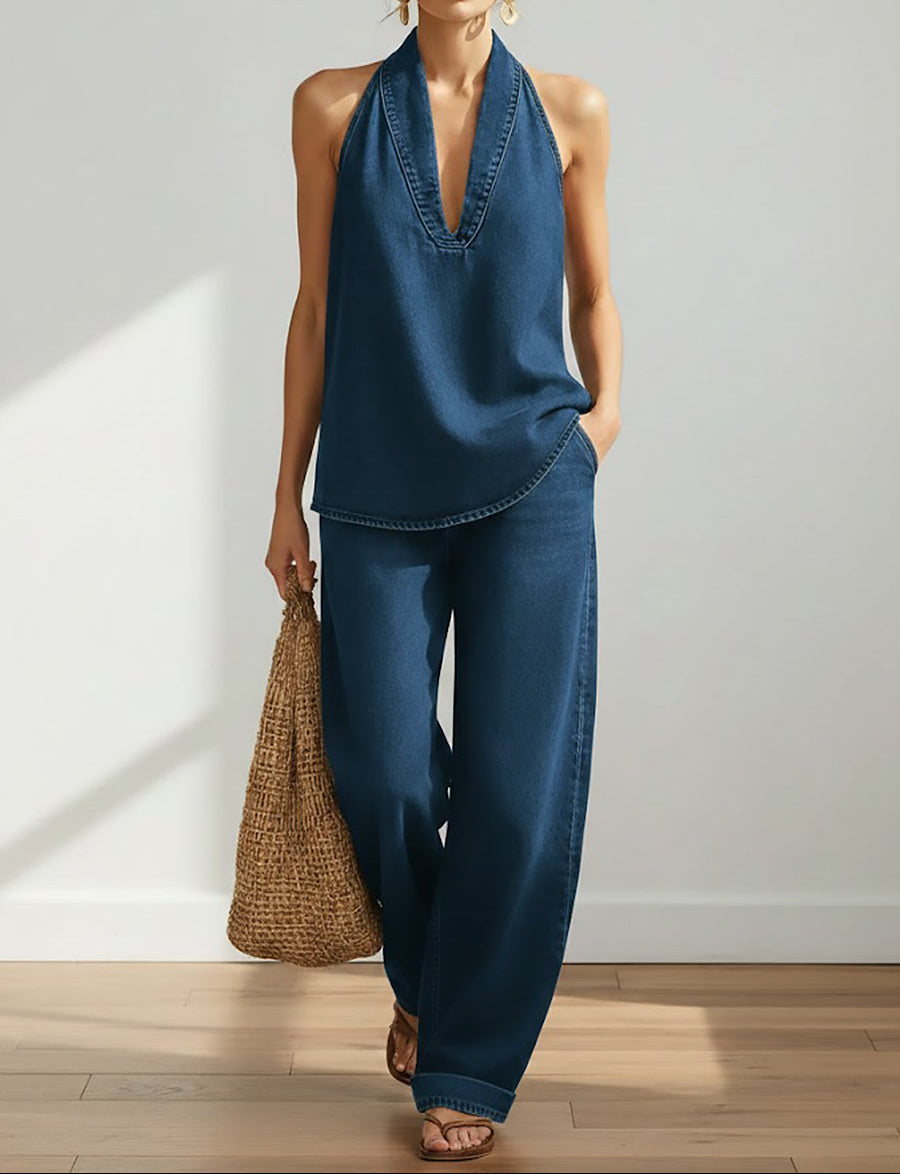 Ivy | Conjunto de dos piezas de denim suave lavado vintage